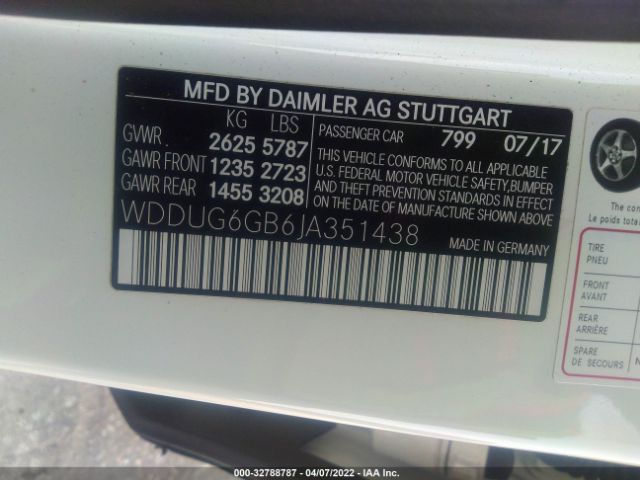 Photo 8 VIN: WDDUG6GB6JA351438 - MERCEDES-BENZ S-CLASS 