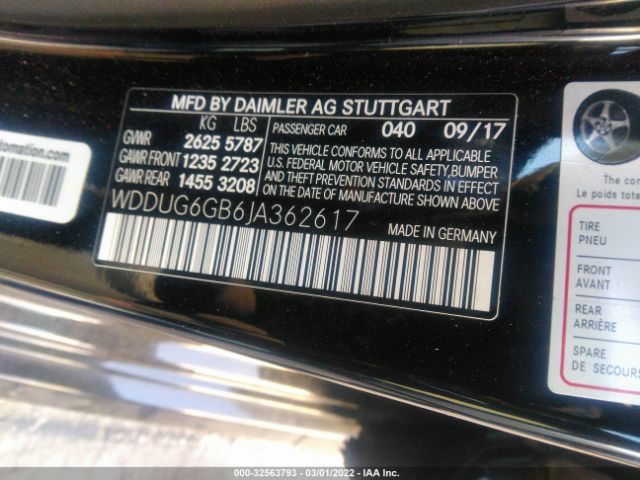 Photo 8 VIN: WDDUG6GB6JA362617 - MERCEDES-BENZ S-CLASS 