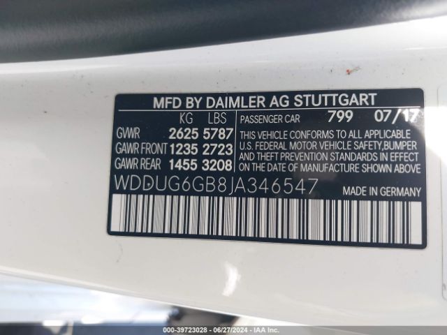 Photo 8 VIN: WDDUG6GB8JA346547 - MERCEDES-BENZ S-CLASS 