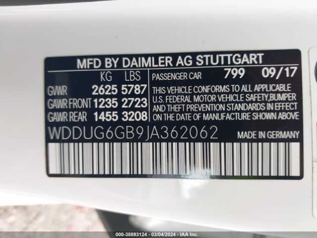 Photo 8 VIN: WDDUG6GB9JA362062 - MERCEDES-BENZ S 450 