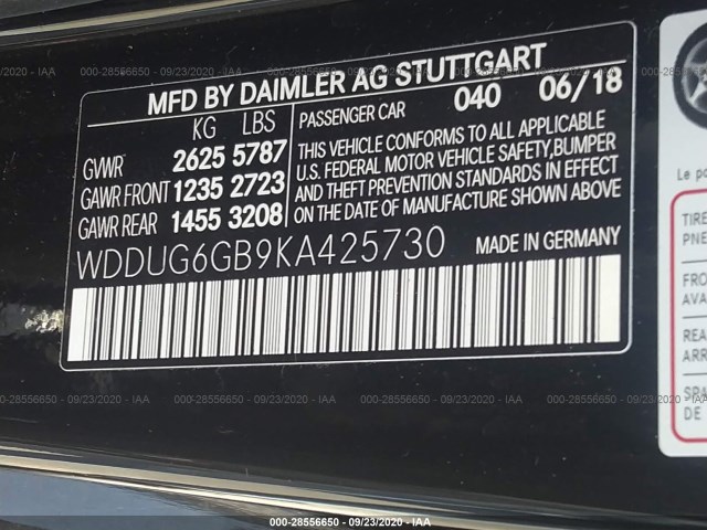 Photo 8 VIN: WDDUG6GB9KA425730 - MERCEDES-BENZ S-CLASS 