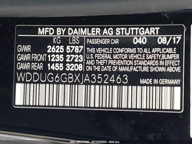 Photo 8 VIN: WDDUG6GBXJA352463 - MERCEDES-BENZ S-CLASS 