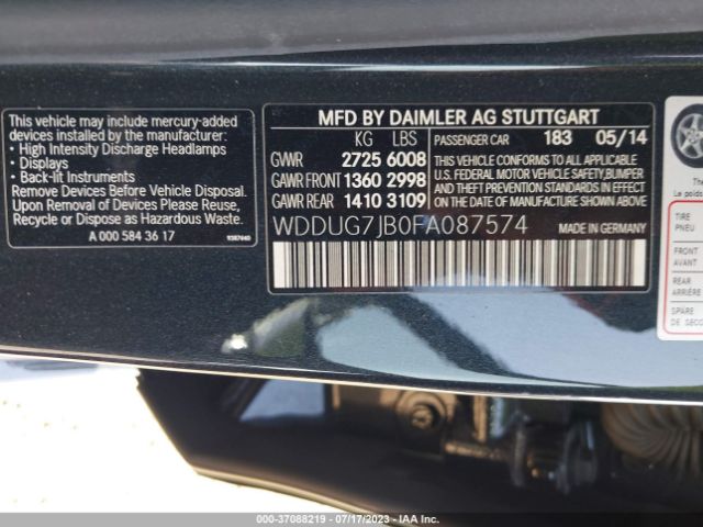 Photo 8 VIN: WDDUG7JB0FA087574 - MERCEDES-BENZ S 63 AMG 