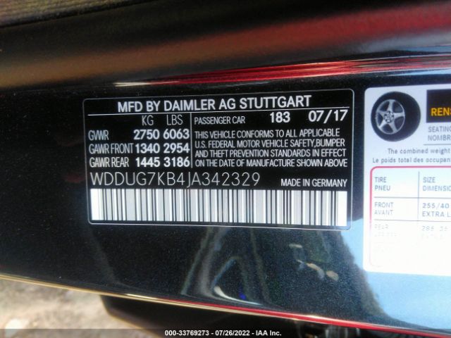 Photo 8 VIN: WDDUG7KB4JA342329 - MERCEDES-BENZ S-CLASS 