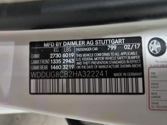 Photo 9 VIN: WDDUG8CB2HA322241 - MERCEDES-BENZ S-CLASS 