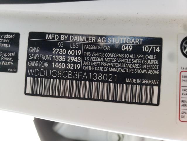 Photo 9 VIN: WDDUG8CB3FA138021 - MERCEDES-BENZ S 550 