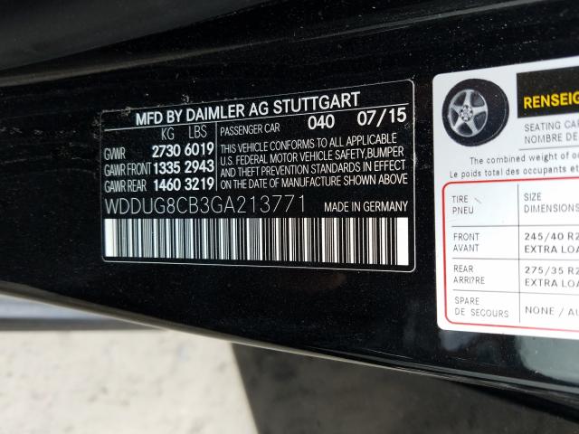 Photo 9 VIN: WDDUG8CB3GA213771 - MERCEDES-BENZ S 550 