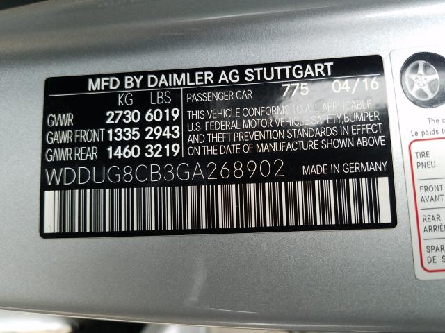 Photo 9 VIN: WDDUG8CB3GA268902 - MERCEDES-BENZ S-CLASS 