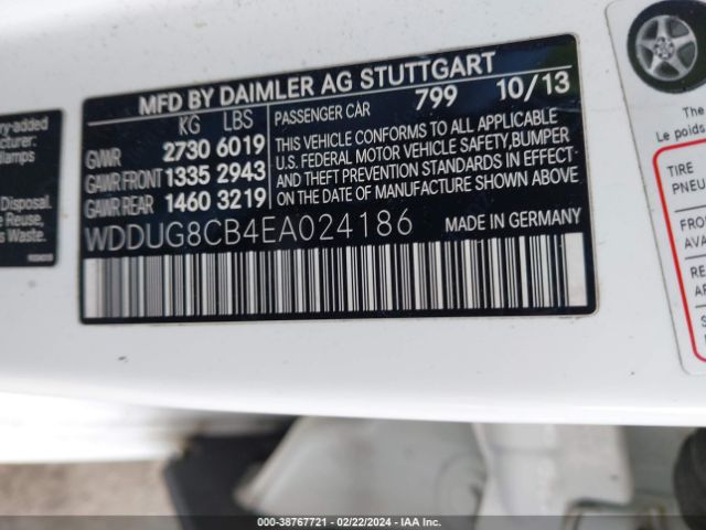 Photo 8 VIN: WDDUG8CB4EA024186 - MERCEDES-BENZ S 550 