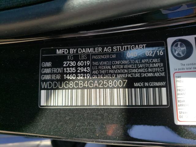 Photo 9 VIN: WDDUG8CB4GA258007 - MERCEDES-BENZ S-CLASS 