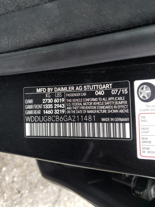 Photo 9 VIN: WDDUG8CB6GA211481 - MERCEDES-BENZ S 550 