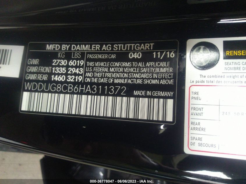 Photo 8 VIN: WDDUG8CB6HA311372 - MERCEDES-BENZ S-KLASSE 