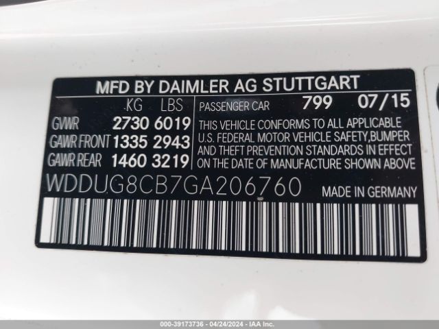 Photo 8 VIN: WDDUG8CB7GA206760 - MERCEDES-BENZ S 