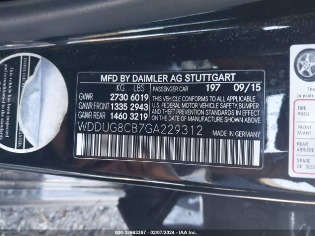 Photo 8 VIN: WDDUG8CB7GA229312 - MERCEDES-BENZ S 550 