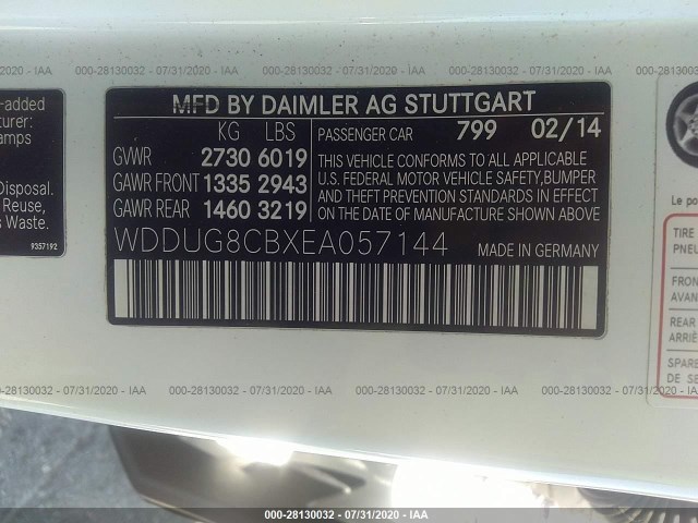 Photo 8 VIN: WDDUG8CBXEA057144 - MERCEDES-BENZ S-CLASS 