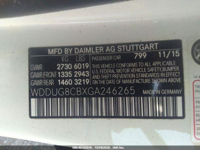 Photo 8 VIN: WDDUG8CBXGA246265 - MERCEDES-BENZ S-CLASS 