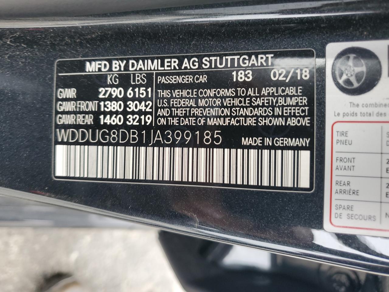 Photo 11 VIN: WDDUG8DB1JA399185 - MERCEDES-BENZ S-KLASSE 