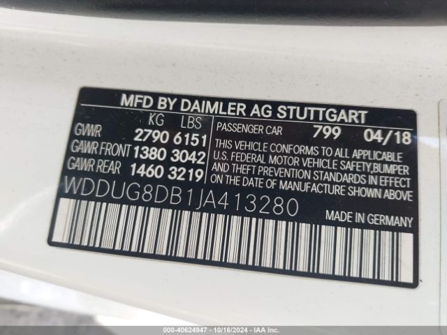 Photo 8 VIN: WDDUG8DB1JA413280 - MERCEDES-BENZ S-CLASS 