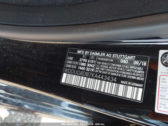 Photo 8 VIN: WDDUG8DB7KA443434 - MERCEDES-BENZ S 