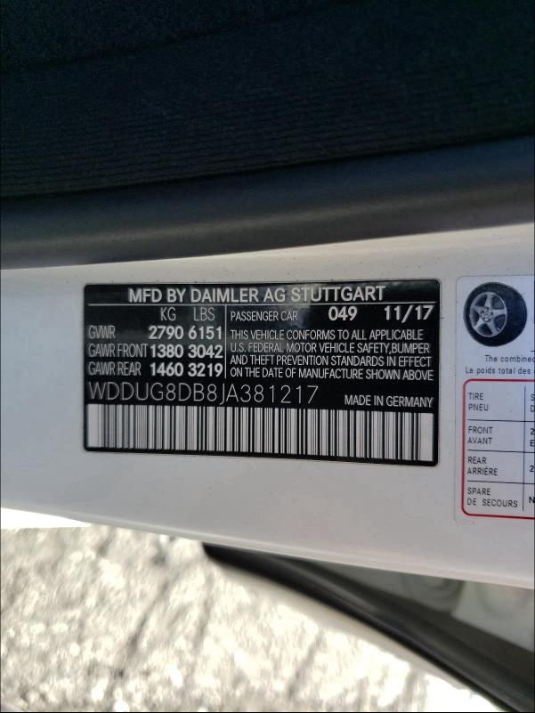 Photo 9 VIN: WDDUG8DB8JA381217 - MERCEDES-BENZ S 560 