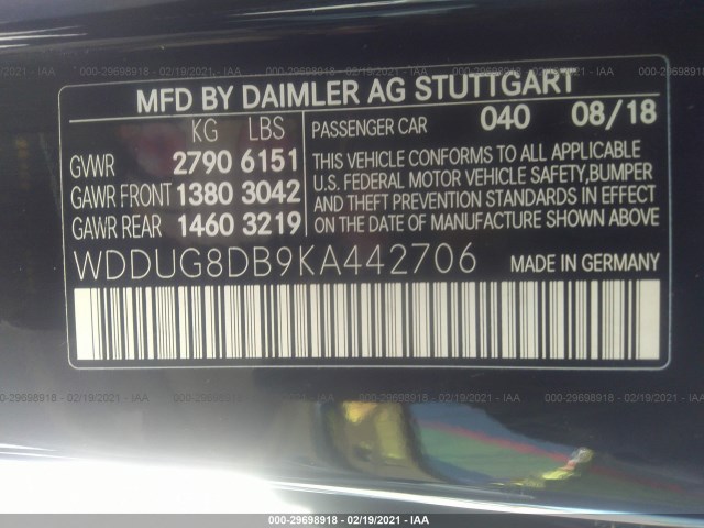 Photo 8 VIN: WDDUG8DB9KA442706 - MERCEDES-BENZ S-CLASS 