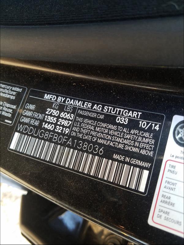 Photo 9 VIN: WDDUG8FB0FA138036 - MERCEDES-BENZ S 550 