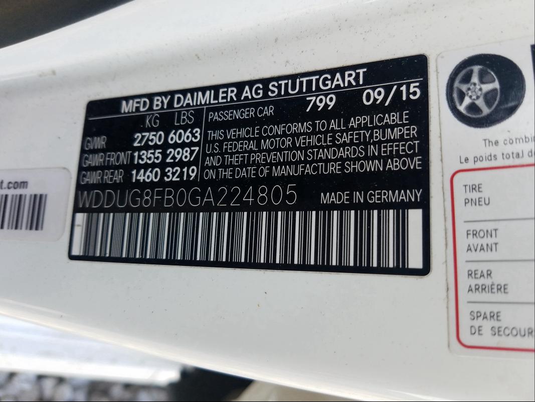 Photo 9 VIN: WDDUG8FB0GA224805 - MERCEDES-BENZ S 550 4MAT 