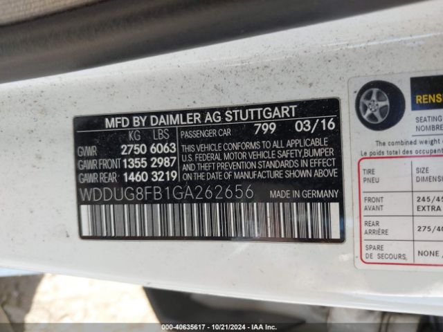 Photo 8 VIN: WDDUG8FB1GA262656 - MERCEDES-BENZ S-CLASS 