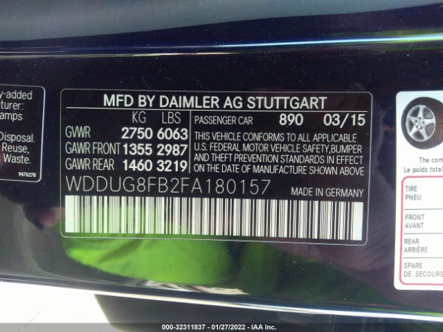 Photo 8 VIN: WDDUG8FB2FA180157 - MERCEDES-BENZ S-CLASS 