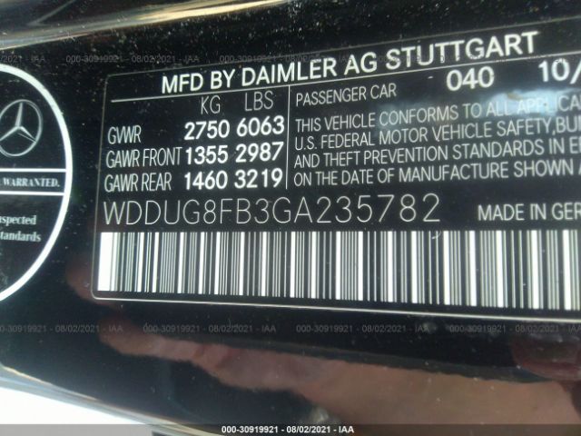 Photo 8 VIN: WDDUG8FB3GA235782 - MERCEDES-BENZ S-CLASS 