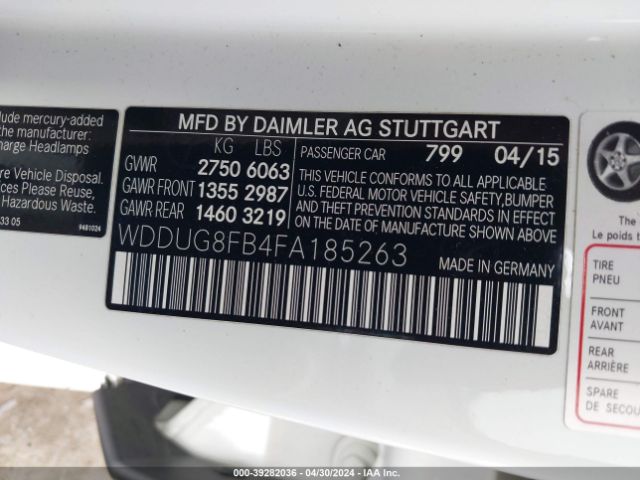 Photo 8 VIN: WDDUG8FB4FA185263 - MERCEDES-BENZ S 