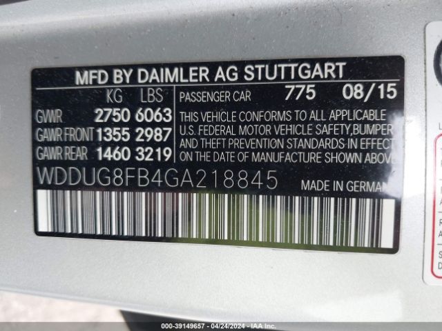 Photo 8 VIN: WDDUG8FB4GA218845 - MERCEDES-BENZ S 550 