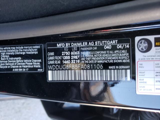 Photo 9 VIN: WDDUG8FB5FA081106 - MERCEDES-BENZ S 550 4MAT 