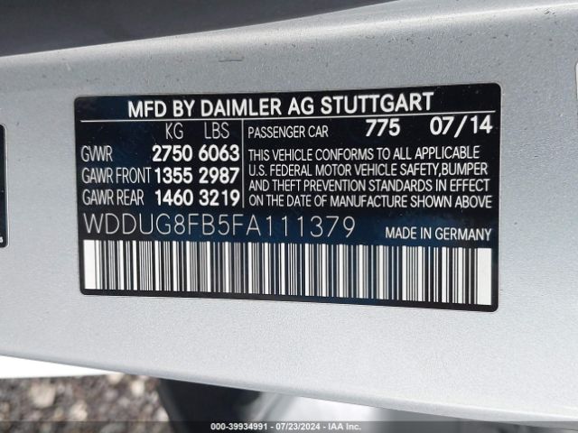 Photo 8 VIN: WDDUG8FB5FA111379 - MERCEDES-BENZ S-CLASS 