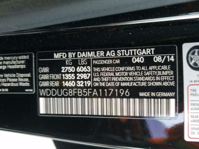 Photo 9 VIN: WDDUG8FB5FA117196 - MERCEDES-BENZ S 550 4MAT 