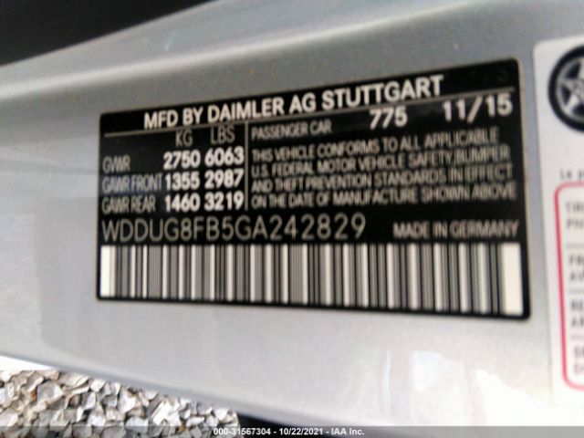 Photo 8 VIN: WDDUG8FB5GA242829 - MERCEDES-BENZ S-CLASS 