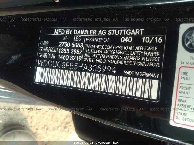 Photo 8 VIN: WDDUG8FB5HA305994 - MERCEDES-BENZ S-CLASS 