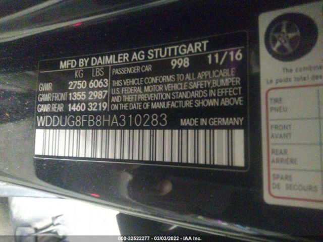 Photo 8 VIN: WDDUG8FB8HA310283 - MERCEDES-BENZ S-CLASS 