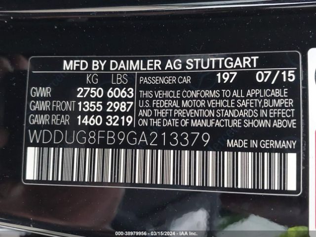 Photo 8 VIN: WDDUG8FB9GA213379 - MERCEDES-BENZ S 550 