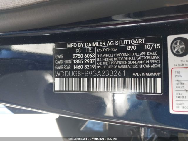 Photo 8 VIN: WDDUG8FB9GA233261 - MERCEDES-BENZ S-CLASS 