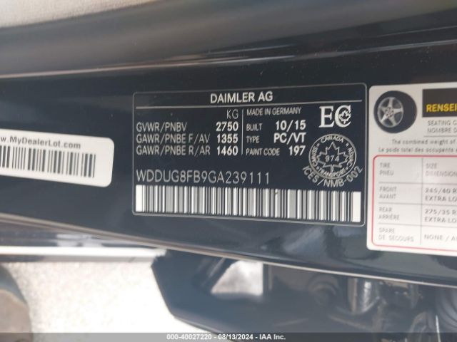 Photo 8 VIN: WDDUG8FB9GA239111 - MERCEDES-BENZ S-CLASS 