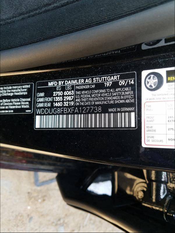 Photo 9 VIN: WDDUG8FBXFA127738 - MERCEDES-BENZ S 550 4MAT 