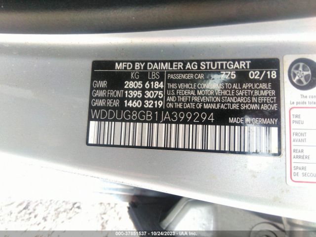 Photo 8 VIN: WDDUG8GB1JA399294 - MERCEDES-BENZ S-CLASS 