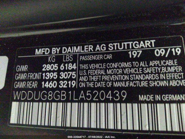 Photo 8 VIN: WDDUG8GB1LA520439 - MERCEDES-BENZ S-CLASS 