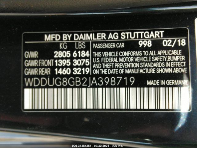 Photo 8 VIN: WDDUG8GB2JA398719 - MERCEDES-BENZ S-CLASS 