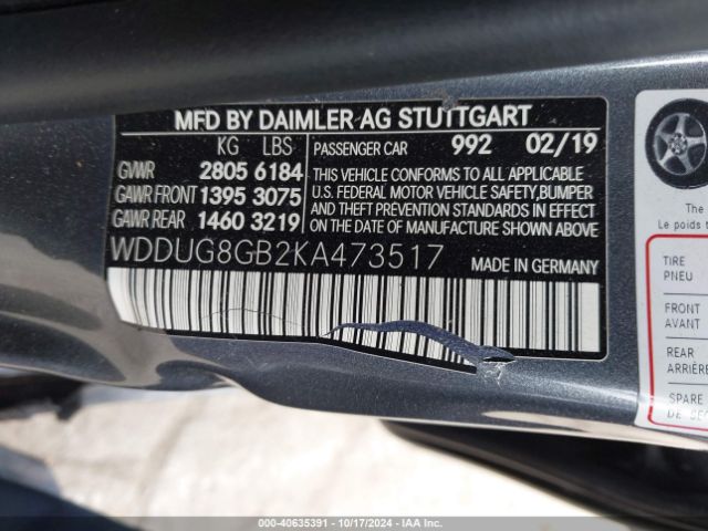 Photo 8 VIN: WDDUG8GB2KA473517 - MERCEDES-BENZ S-CLASS 