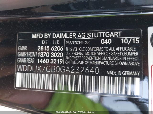 Photo 8 VIN: WDDUX7GB0GA232640 - MERCEDES-BENZ S-CLASS 