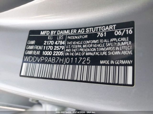 Photo 8 VIN: WDDVP9AB7HJ011725 - MERCEDES-BENZ B 250E 