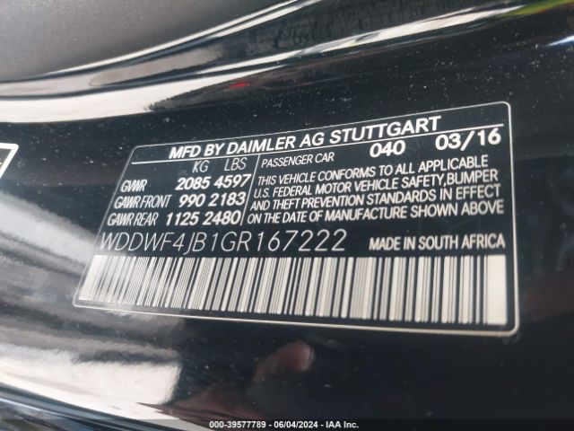 Photo 8 VIN: WDDWF4JB1GR167222 - MERCEDES-BENZ C-CLASS 