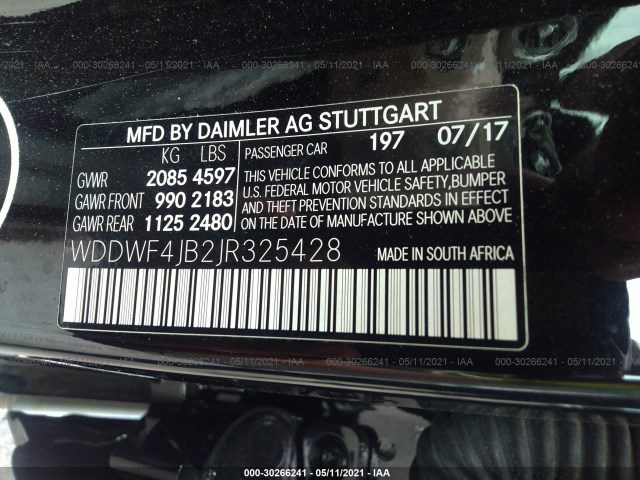 Photo 8 VIN: WDDWF4JB2JR325428 - MERCEDES-BENZ C-CLASS 